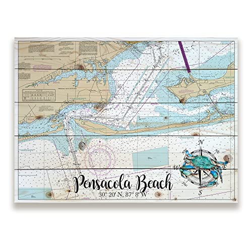 Pensacola Beach, FL Wall Art 18" X 24" Artwork and Map Printed on