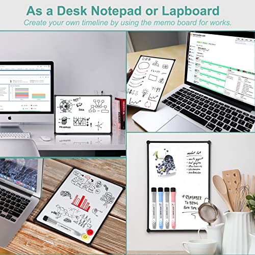 Magnetic Whiteboard For Fridge,12"× 8” Small Magnetic Dry Erase Board For Fridge Magnetic Whiteboard For Refrigerator/Office/Locker, Doublesided Whiteboard Meal Planner Magnetic Edges And 4 Markers #TOP3