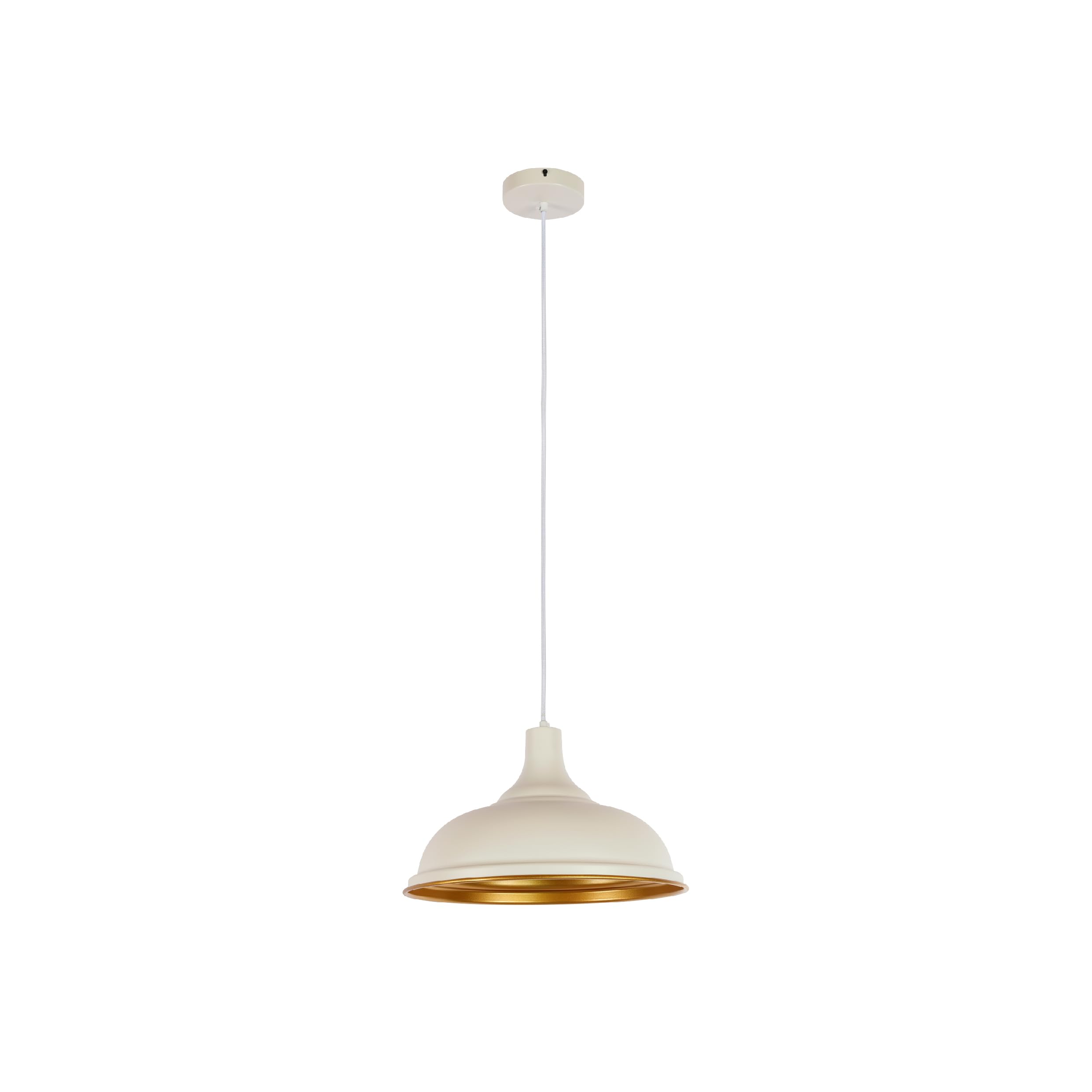 TEKLED Modern Step Pendant Light- 38cm Metal Shade | E27 Fitting | Home&Industrial Modern Design Ceiling Light | For Living Rooms Kitchens Bars Coffee Shops Restaurants |White-Gold (Bulb not Included)