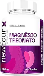 Magnésio Treonato 650mg New Four – Suplemento Premium | Alta Absorção para Memória, Sono, Foco, Função Neurológica e Ansiedade | 60 Cápsulas | Sem Glúten, Açúcar e Lactose