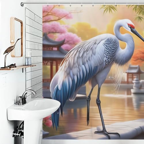 Rideau de douche grue à couronne rouge imperméable 183x183 cm - 6