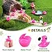 110PCS Mini Resin Animals Cute Rose Pink Tiny Flamingo Ducks, Miniature Figures to Hide, Small Animal Accessories Bulk for Topper Garden Dollhouse Landscape Aquarium Ornaments DIY Crafts & Decor