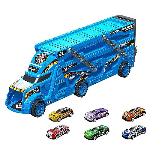 Geruwam Car Transporter Truck Toy Set | Toy Car Carrier Truck Vehicle Carrier,Folding Toy Car Carrier Truck, Birthday Gifts, Car Transporter, Toy Vehicles for Children