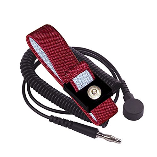 StaticTek | Anti-Static Anti-Allergy ESD Personal Grounding Wrist Band with Coil Cord | Woven Fabric ESD Wrist Strap Set | WB5000 Series | Maroon | 4mm Snap/6' Cord - (10 Pack) | TT_WB5637