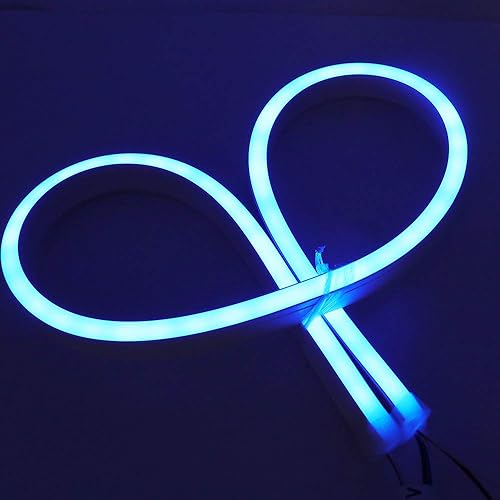 Xunata Cuerda de luz de neón RGB, 16.4 pies, inteligente direccionable, tira de luz de neón LED, DC 5V SK6812 60LEDsm, impermeable, cambio de color,