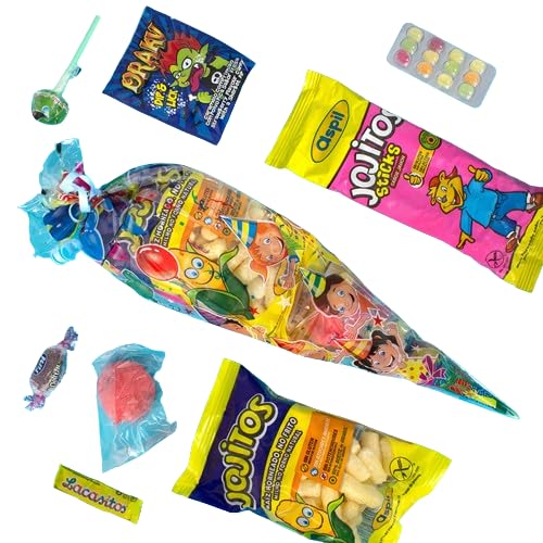 Funtastyc Bolsas Chuches SIN GLUTEN. 10 Conos Rellenos de Golosinas. Cada Cucurucho lleva Chuches Surtidas. Bolsas de Cumpleaños Listas para Repartir (Normal)