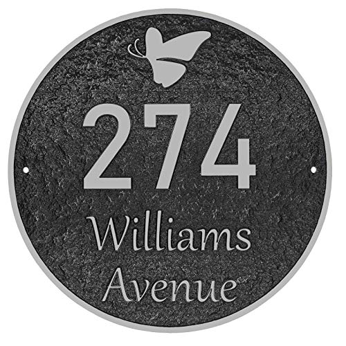 Address Plaque - Handcrafted Carving Sign - Large House Number - Vintage Address Plaque - 11" x 11" - Personalized Address Plaquer for Yard Sign (Styles 13)