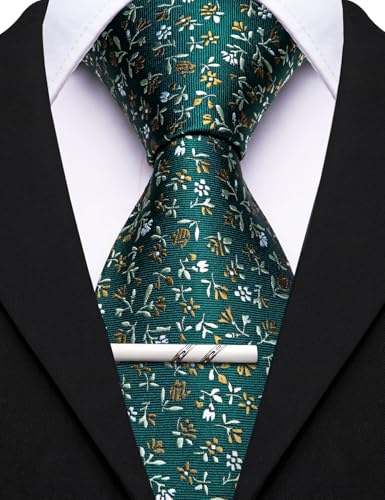 Image of Barry.Wang Mens 6 PCS Ties Silk Striped Paisley Check Floral Necktie Silky Woven Wedding Business Party Ties 3.34 inch