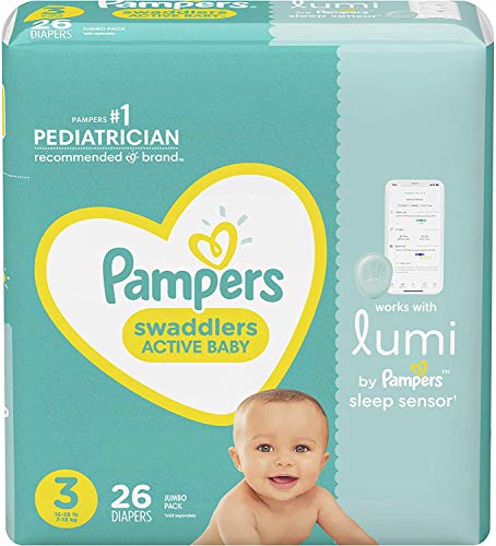 Lumi by Pampers, Size 3 Diapers, Jumbo - Compatible with Lumi Sleep System (Sold Separately), 26 Count