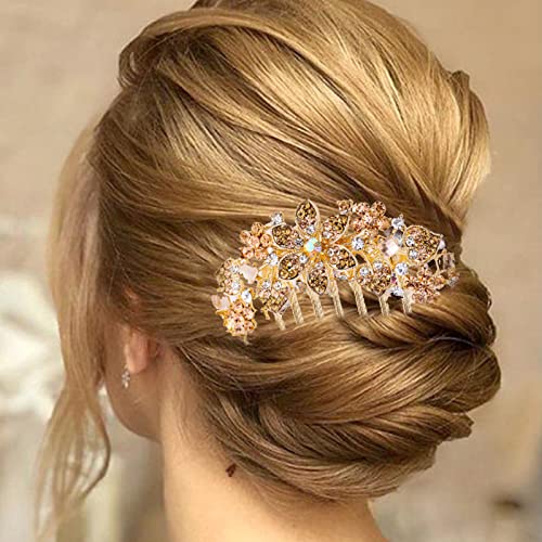 2 Pcs Flower Bridal Hair Comb Rhinestone Barrette Hairpin For Women Decorative Chinese Style Hair Clips Hair Accessories #TOP4