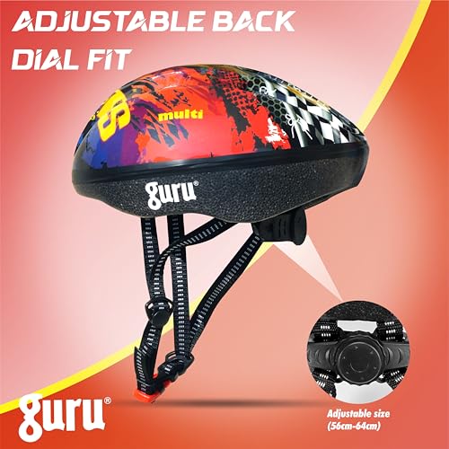 Image of GURU Cycling Helmet, Light Weight with Superior Ventilation, Helmet for Mountain, Road Bike & Skating Helmet with Premium Black EPS Foam Lining, Ideal for Adults and Kids