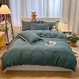 OranFran Emerald Green Duvet Cover Set,3 Pieces Washed Microfiber Duvet Cover Set,Comforter Cover wi
