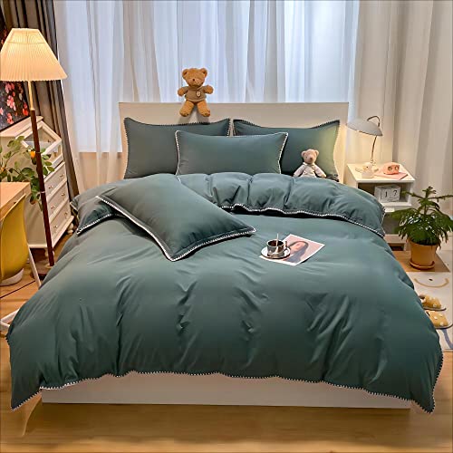 Oranfran Emerald Green Duvet Cover Set,3 Pieces Washed Microfiber Duvet Cover Set,Comforter Cover With Shell-Shaped Edge,King Bedding Set,Soft And Breathable(Emerald Green,King/California King) #TOP6