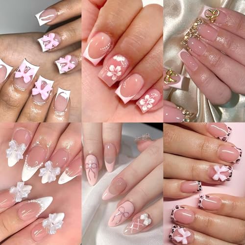 6 Packs (144 Pcs) | Reusable Press on Nails | Stick on Nails 12 S...
