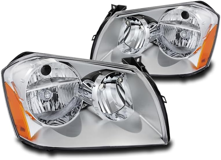 Replacement Black/Smoke Headlights Headlamps For 2005-2007 Dodge Magnum