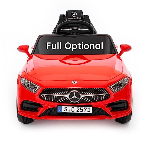BabyCar Mercedes CLS 350 AMG | Kinder Auto Elektro 12V mit 2×25W Motoren | Kinder Elektroauto mit Fernbedienung, Ledersitz, Türen zum Öffnen, MP3/USB | Offiziell Lizenziertes | Rot