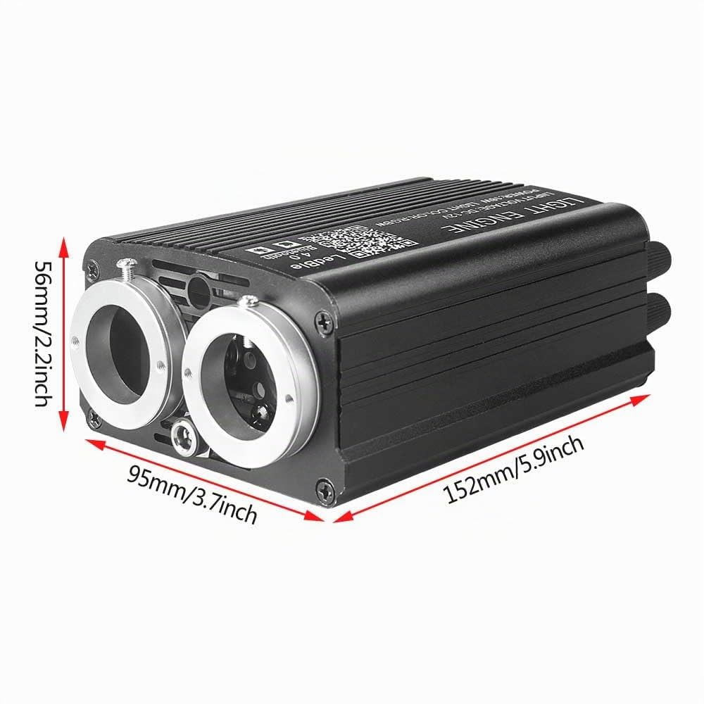 VASTFIRE 32W Auto Tetto Fibra Ottica Starry Sky Light 1200 Pezzi 3 m Meteor Twinkle 2 in 1 Dual Port Motor App Bluetooth Sound Control Plafoniera per Decorazione Auto (Porta doppia 1200pcs*3m*0.75mm)