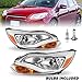 Left & Right Headlight Assembly Pair Fit for Ford Focus S SE SEL Titanium ST 2012 2013 2014, Chrome Housing Clear Lens Halogen Headlamp Set with H7 Bulbs, BM5Z13008K FO2502298C
