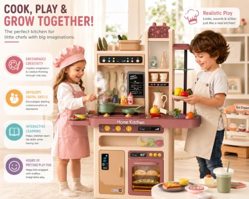 Image of Kids Kitchen Play Set with Lights & Sounds (65 Pcs Kitchen Set)