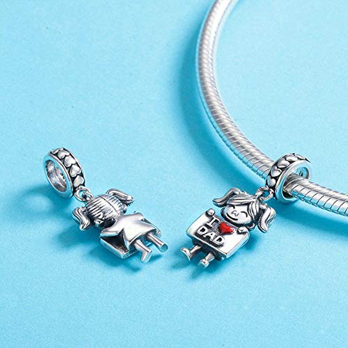 Lamoony I Love Dad Charm 925 Sterling Silver Girl Charm Child Charm Birthday Charm Love Charm For Pandora Charm Bracelet (Gilr (I Love Dad)) #TOP2