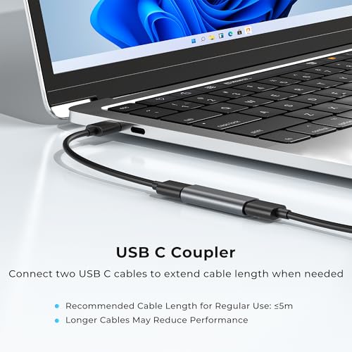 Image of Basesailor USB C Female to Female Adapter 3-Pack,USBC 3.1 10GBps 100W PD Coupler for Connecting Two Type C Cable,Thunderbolt 3 Compatible Extension Connector for USB-C Devices