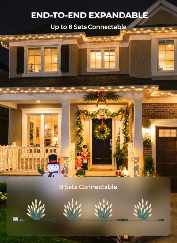 LED Christmas Lights Indoor Outdoor, 33FT 100 Count Mini String Lights | 8 Lighting Modes, Connectable, Warm White Christmas Tree Lights, Christmas Decorations for Railing, Garland, Roof, House - image 6