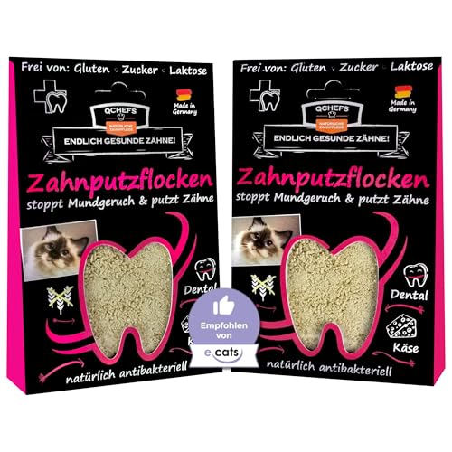 QCHEFS 2er Pack ZAHNPUTZFLOCKEN Katze Zahnpflege zum Lecken von Schleckmatte mit Nassfutter, Lachsöl, Katzenmilch, Malz Paste, Katzenfutter oder Leckerli