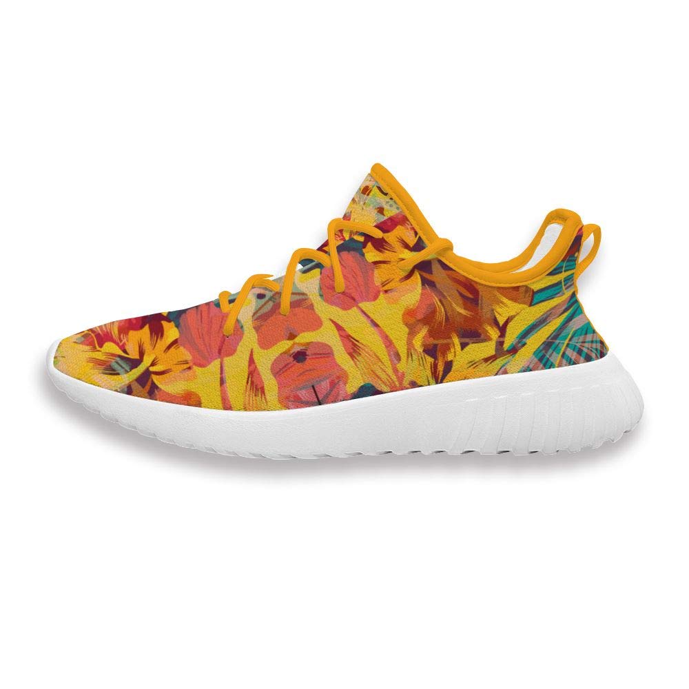 Funny Printing Colorful Flowers Sketch Lace Up Shoes Fashion Lightweight Casual Walking Sneakers for Men