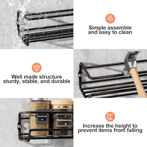 Priksia Wall Spice Rack, Set of 2 Spice Organisers, No Drilling, Hanging Metal Spice Holder with Self-Adhesive and Screws for Spice Jars, Kitchen Cabinet, Pantry Door - Cosy Home Interiors Priksia Wall Spice Rack, Set of 2 Spice Organisers, No Drilling, Hanging Metal Spice Holder with Self-Adhesive and Screws for Spice Jars, Kitchen Cabinet, Pantry Door - Image 5