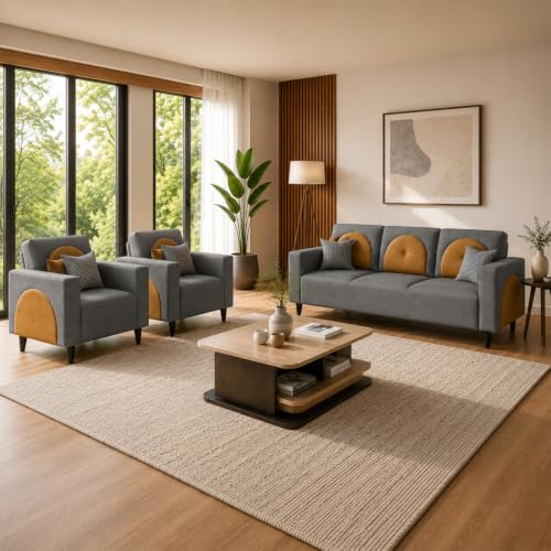 Image of Interio by Godrej Windle 5-Seater Fabric Sofa Set (3+1+1)