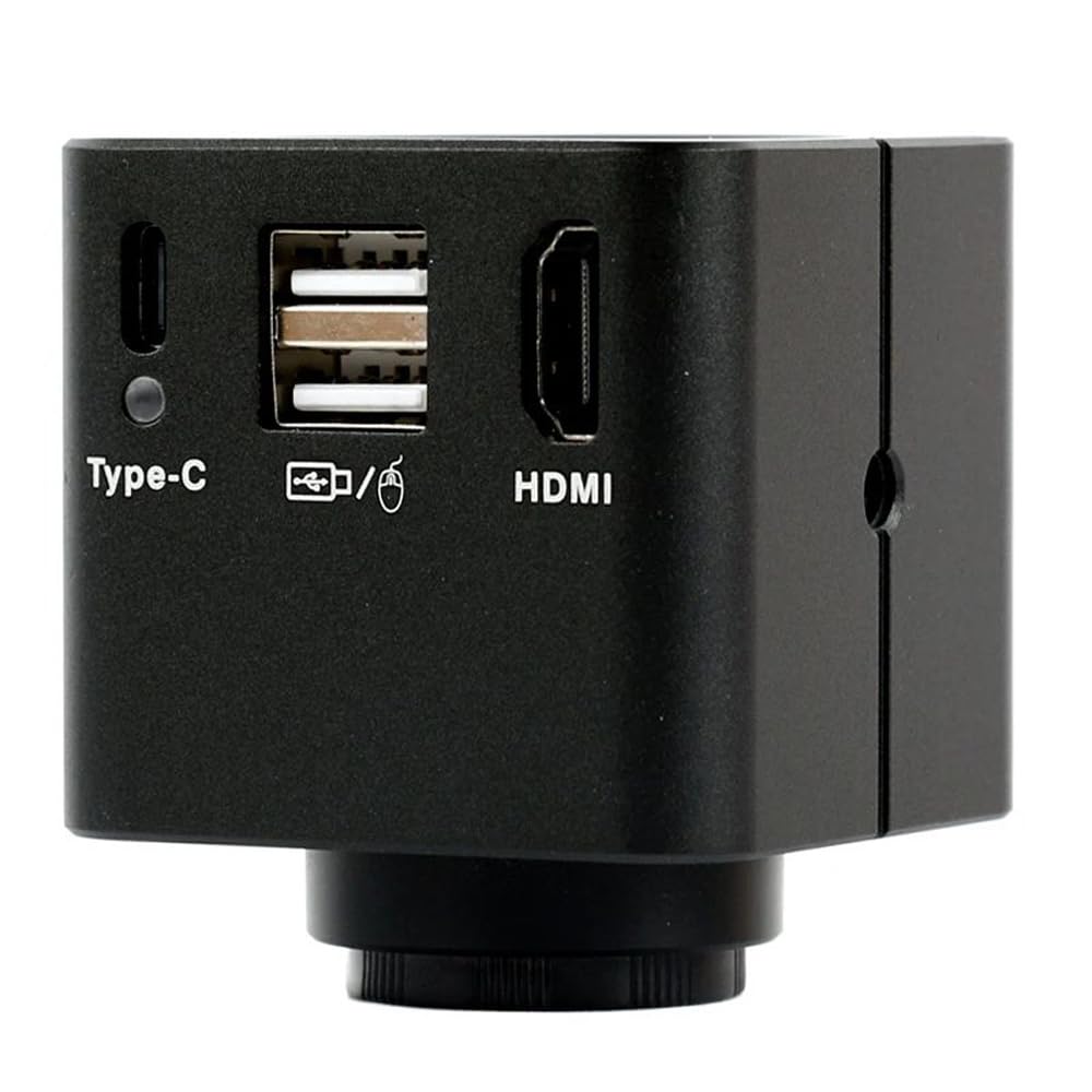 1080p HDMI Type-C PC Microscopio Industrial Medición de la cámara Regalización de video de disco U y lente de montura C 300x con luz de anillo ajustable 56-Negro