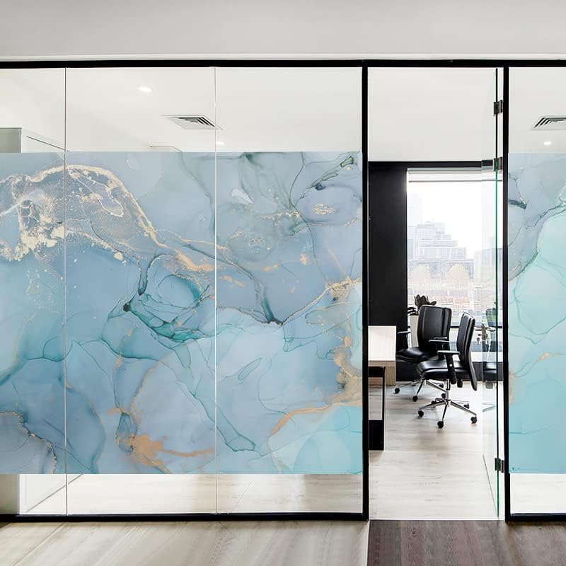 Texture of Marble Window Privacy Film Decorative Window Sticker No Glue Static Window Cling Frosted Window Decals 19.7"x55.1"(50x140cm)