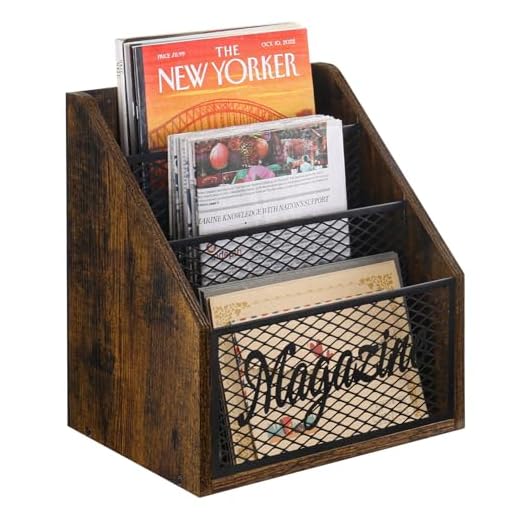 YINMIT Magazine Holder, Stepped 3 Tier Magazine Rack Floor, Magazine Storage Basket, Folder Organizer Bin for Magazines,Books,Newspapers,Tablets