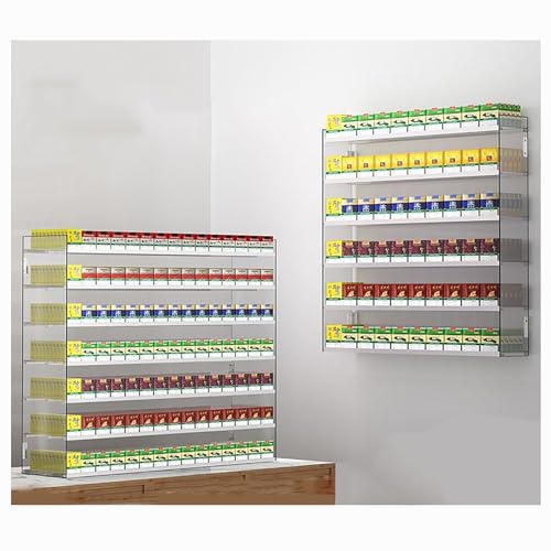 Soporte rectangular para cigarrillos de pared con empujador automático de 1 pieza para tienda