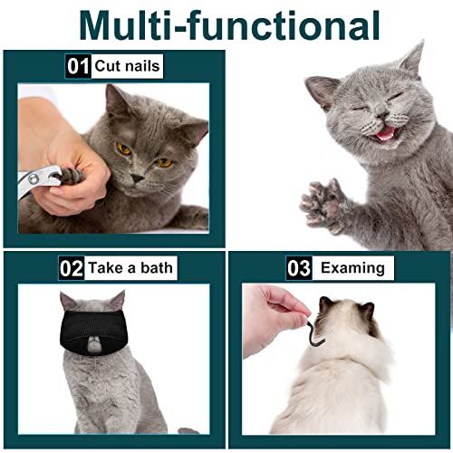 Image of 9 Pcs Cat Bathing Bag Set Cat Shower Bag Anti Bite and Scratch for Pet Grooming Washing Brush Comb Muzzle Nail Clipper Nail File Tick Tool(Black)