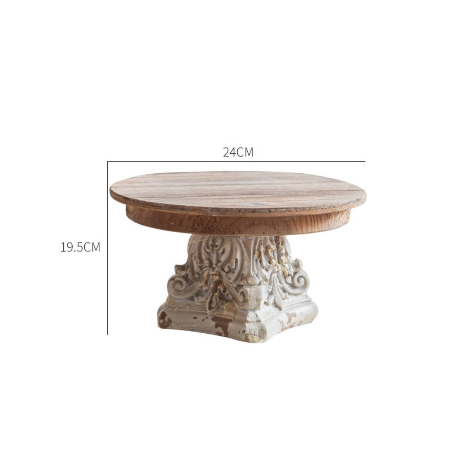 B Baosity Soporte Redondo Exhibición con Acabado Envejecido Versátil Soporte Pedestal Madera Tallada Ahorra Espacio para Chimeneas, Estantes , 24cmx13cm