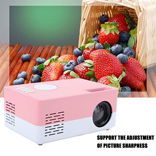 LED-Projector, Draagbare Projector met Standaard, HiFi-Stereo Handmatig Scherpstellen Mini-Projector Beamer Thuisbioscoop Beamer met Statief voor Buitenfilms Game-Entertainment(Wit Roze EU) - Image 3