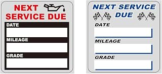 Oil Change Stickers, Static Cling Decals 120pcs 2x2 Inches Oil Change Reminder Clear Sticker for Windshield, No Residue Clear Next Service Due Labels Cars Vehicles Decals, Two Styles, 60 Each
