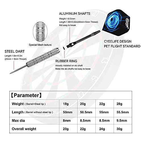 Cyeelife-Steel Tip Darts 20G,12 Aluminium Shafts+16 Flights+Sharpener+Tool+16 Protectors,For Beginners House Darts #TOP1
