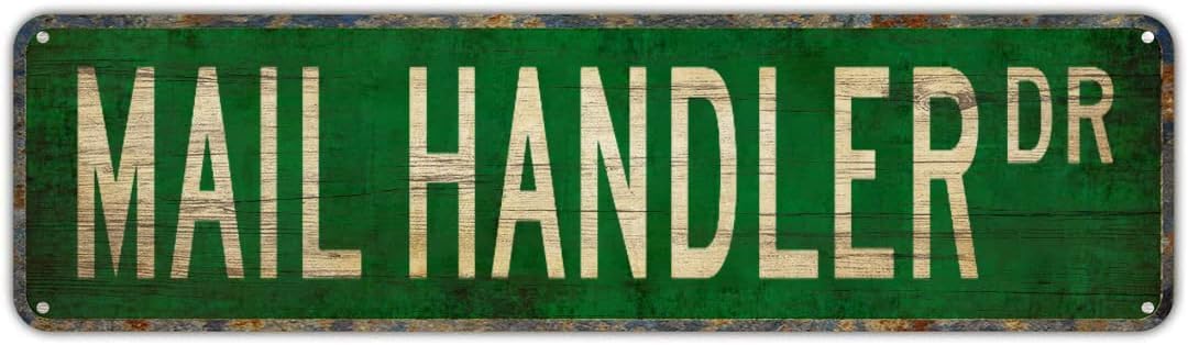 Peiyeety A004 Vintage Metal Tin Sign Decorative Wall Art For Home, Post Office, Rustic Style, Mail Handler Dr Themed Street Sign, Durable Waterproof Rustproof, Easy To Mount, 4X16 Inch