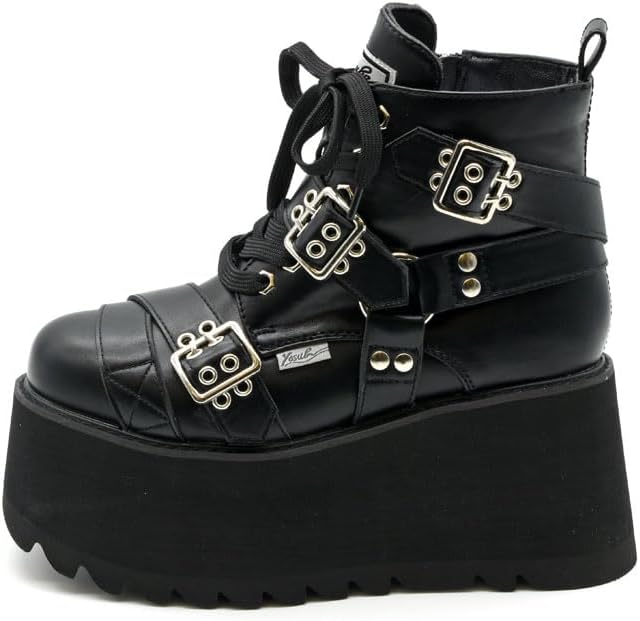 ブーツです 厚底レースアップブーツ （ブラック） [ヨースケ YOSUKE］レースアップ