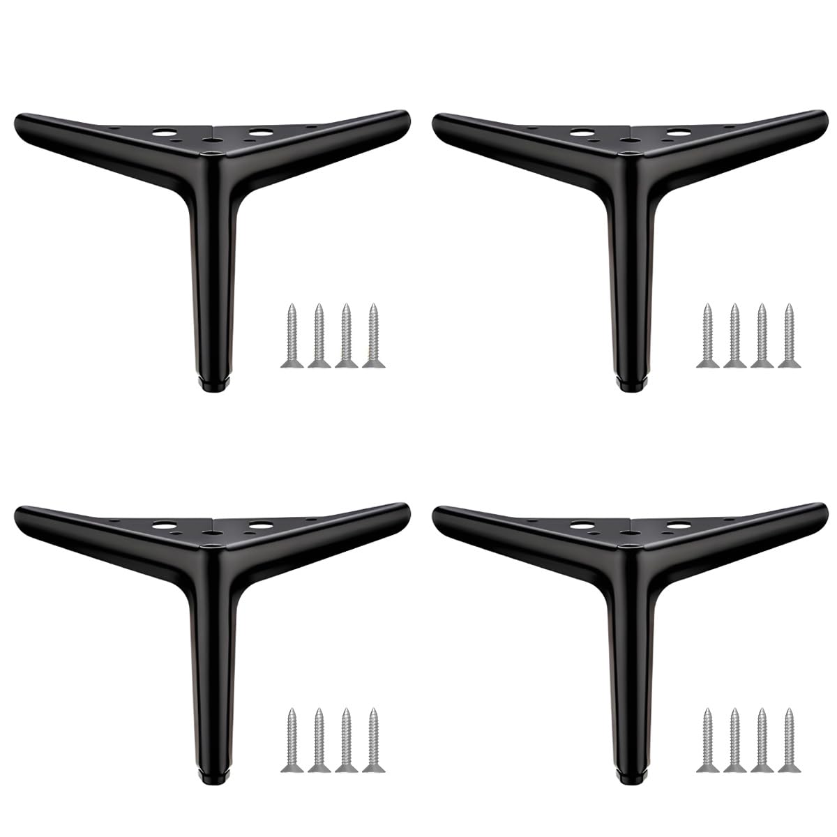 Pies metálicos para muebles de 10cm: patas de repuesto triangulares negras para sofá y armario