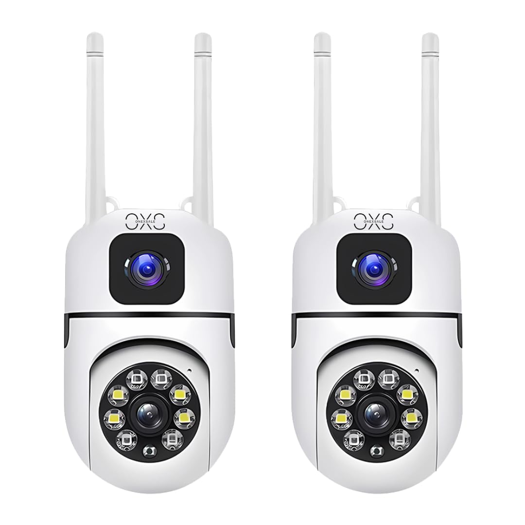 OneXsale Dual Lens 2-Camera WiFi PTZ CCTV System | 1080P HD | Motion Detection | Night Vision | Weatherproof | 4-Channel Wireless Security