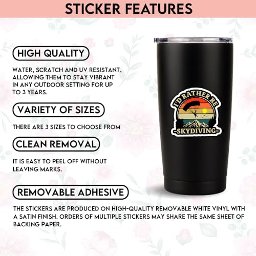 Image of TODOLIA (3Pcs-3in) I'd Rather Be Skydiving Sticker Funny Skydiver Skydiving Sticker Skydive Lover Gift Decoration Planner Laptop Tablet Vehicle Water Bottle Helmet Bumper