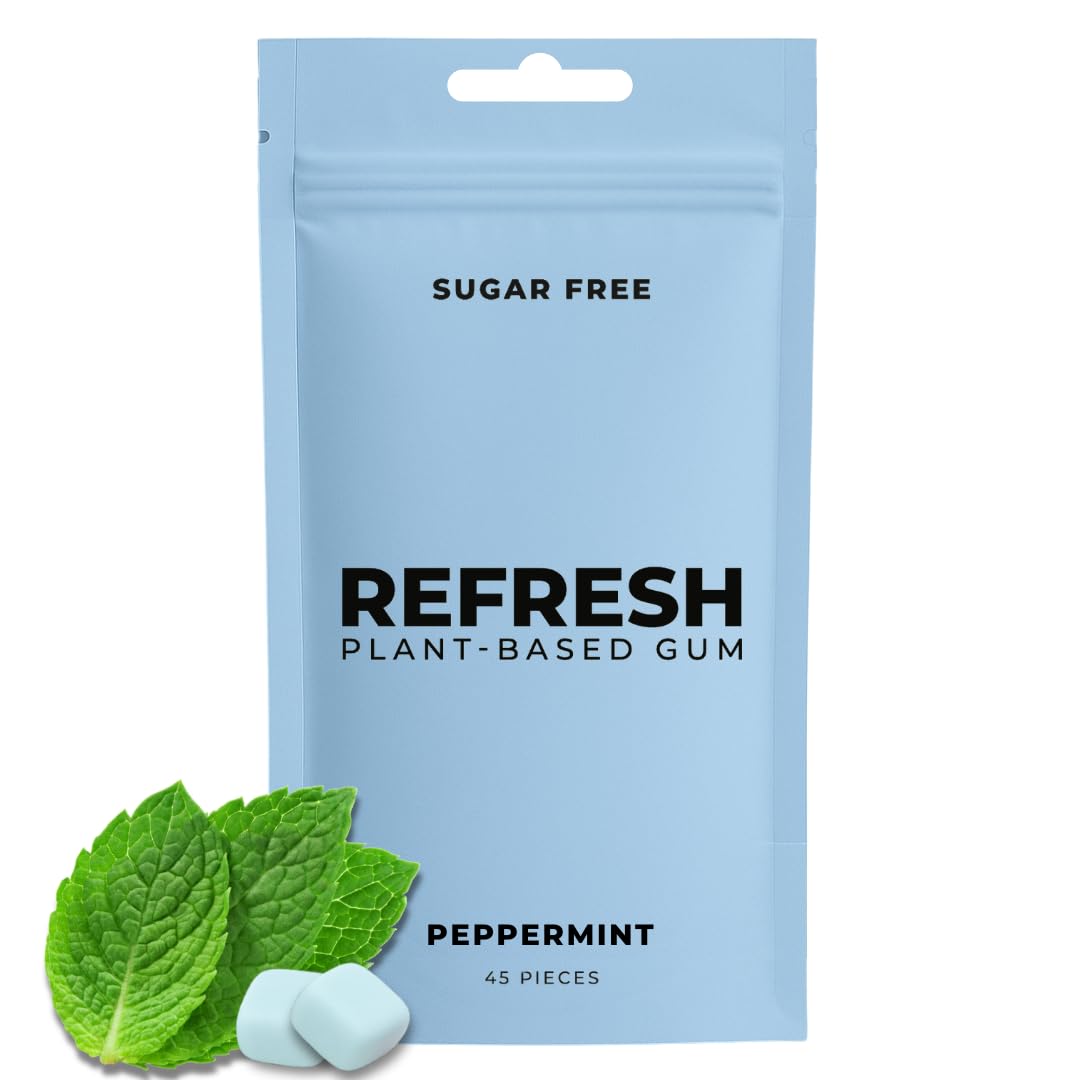 Refresh Gum, Sugar Free, Natural, Xylitol, Aspartame Free Chewing Gum, Natural Flavors & Organic Ingredients, Plastic Free, Non GMO, Gluten Free,
