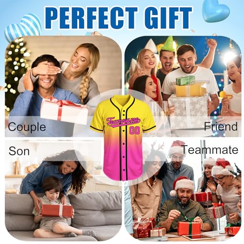 Image of Custom Baseball Jersey Personalized Stitched or Printed Name Number Baseball Shirt Sports Uniform Gifts for Men Women Youth
