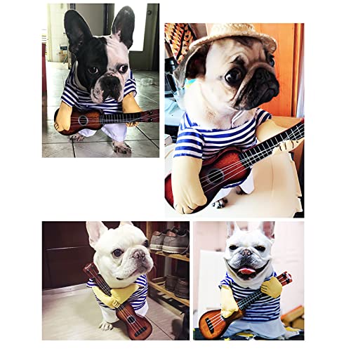 Disfraz de Guitarra para Perros, Ropa Divertida Azul y Blanca miniatura 3