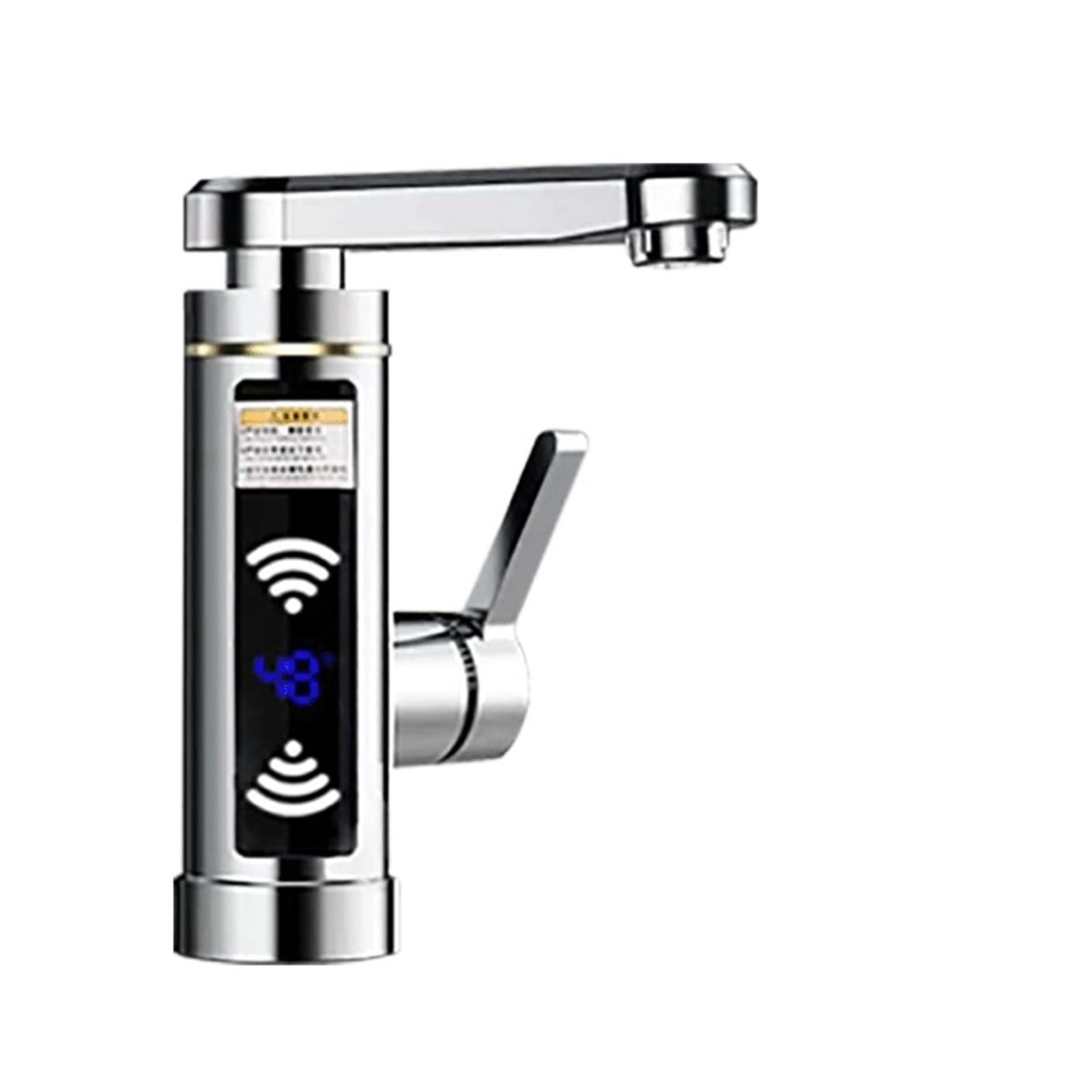 LNHHG Instant Hot Water Heater Tap Fast Instantaneous Thermostat For Water Heater 3000w Electrical Faucet Temperature Display(Silver)