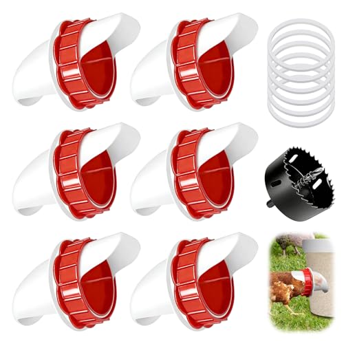 Lot de 6 distributeurs automatiques de nourriture pour poulets - Sans déchets - Pour seau, caisse, canard, oie, dinde, pigeon