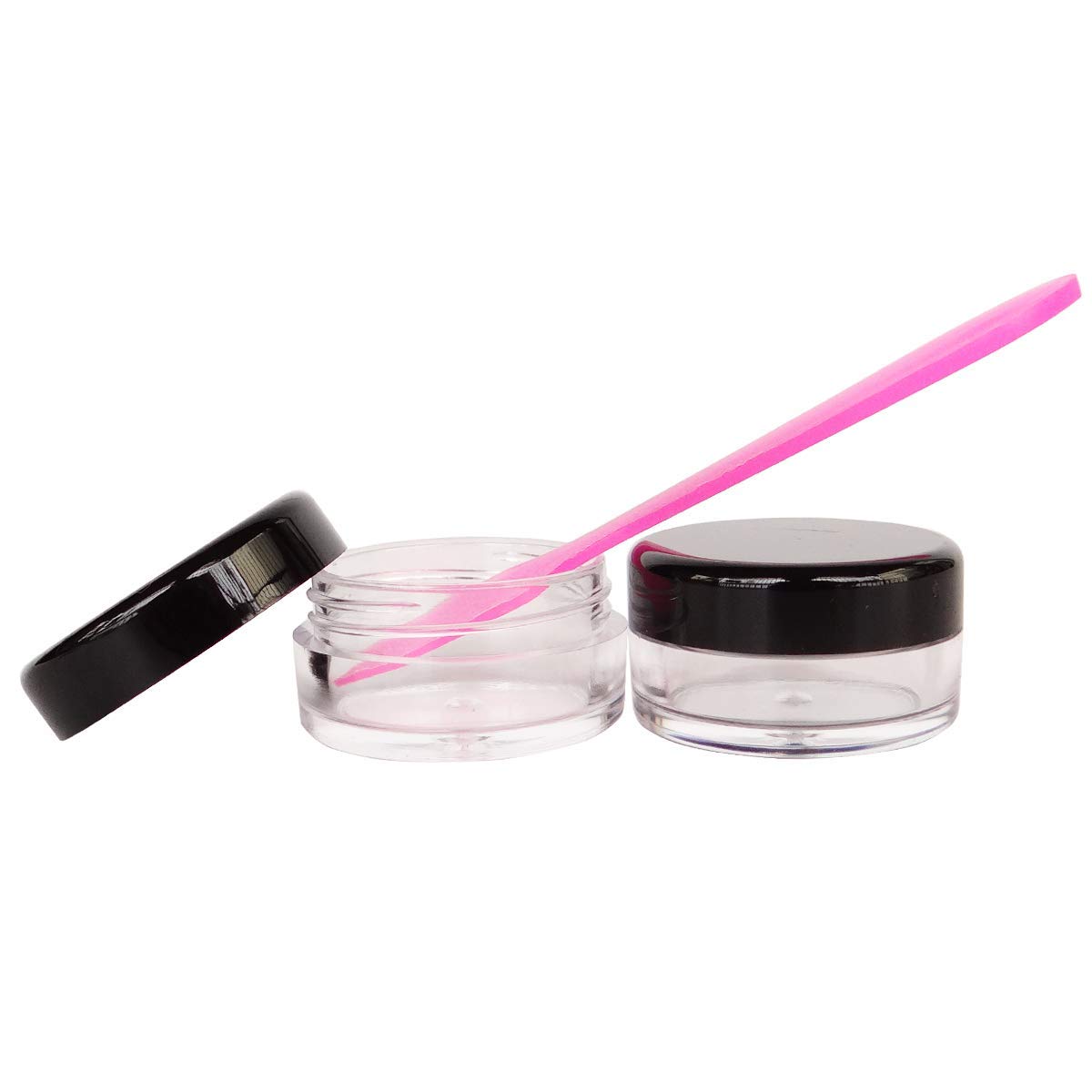 50 Pack 5g Makeup Sample Jars, 5ml Empty Small Cosmetic Containers, BPA Free, Plastic Round Pot Black Screw Cap Lid, Tiny 5 Gram Bottle for Makeup Eye-shadow Cream Bath Lotion Lip Gloss Balm
